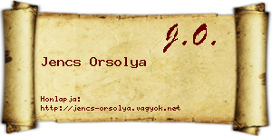 Jencs Orsolya névjegykártya